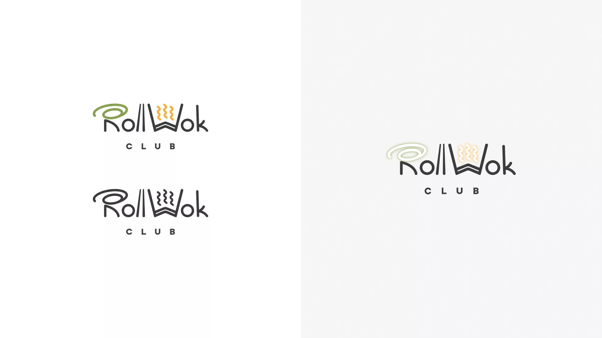 Разработка логотипа и фирменного стиля суши-бара «Roll Wok Club» в Петрове Вале